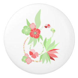 Poignée en Céramique fleurs roses Knopp