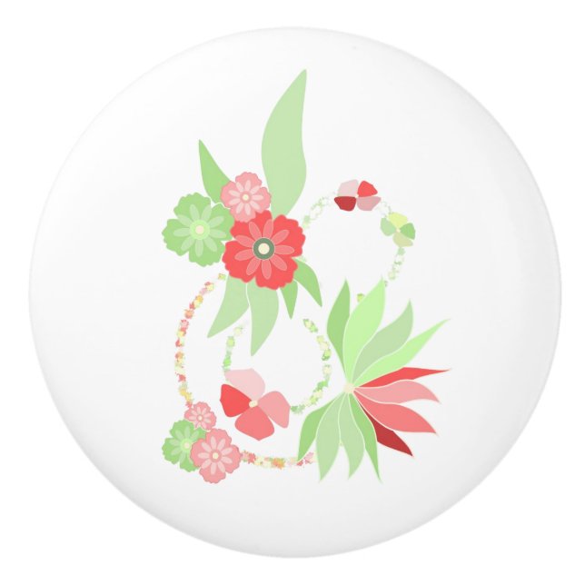 Poignée en Céramique fleurs roses Knopp (Framsidan)