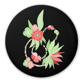 Poignée en Céramique fleurs roses Knopp