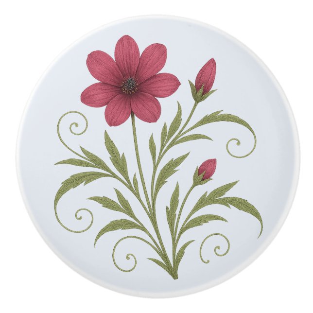 Poignée en Céramique fushia botanique, élégante  Knopp (Framsidan)