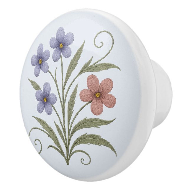 Poignée en Céramique lilas des champs Knopp (Höger)