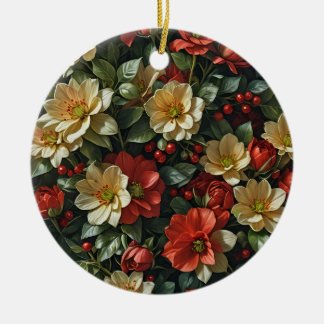 Poinsetia d'hiver, fleur de noel julgransprydnad keramik