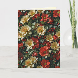 Poinsetia, fleurs rétro en rouge et vert kort