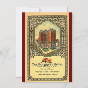 Poinsett Hotel Greenville SC-Vintage Inbjudningar