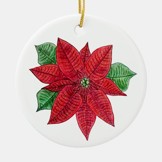Poinsetta Ornament - vit bakgrund (Framsidan)