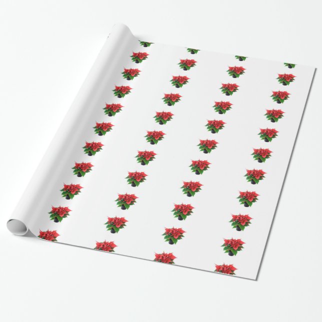 Poinsetta Wrapping Papper Presentpapper (Utrullad)
