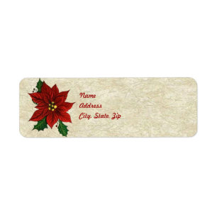 Poinsettia-adressetikettmall Returadress Etikett