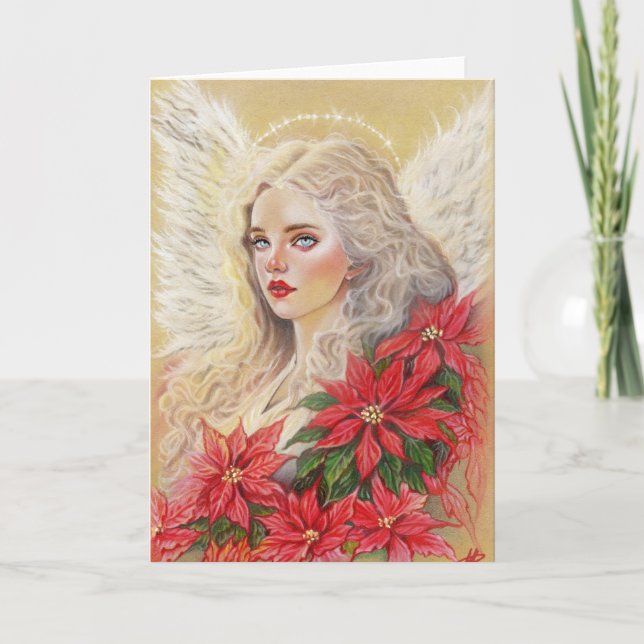 Poinsettia Angel Card Helgkort (Framsida)