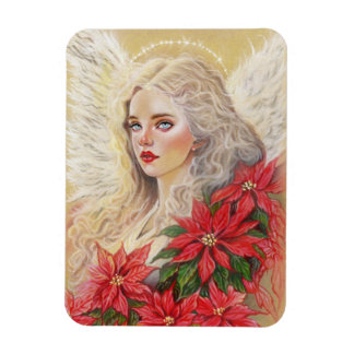 Poinsettia Angel PostCard Magnet