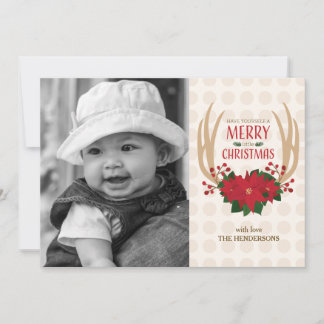 Poinsettia Antlers Helgdag Photo Card Julkort