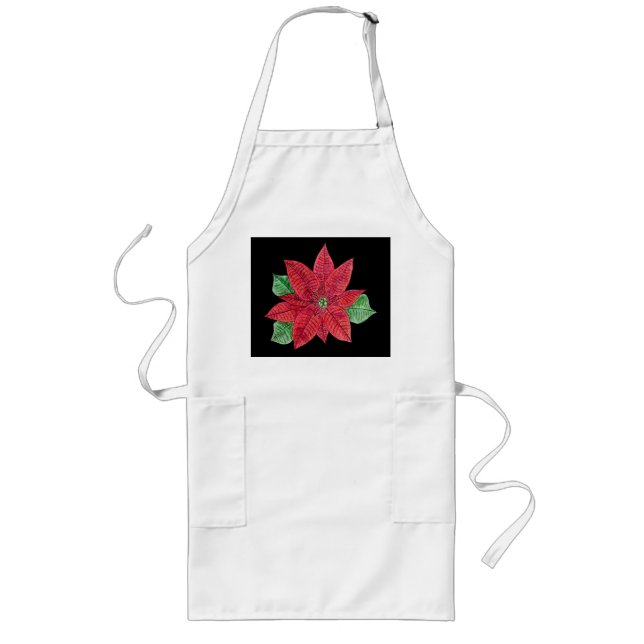 Poinsettia Apron - Black Långt Förkläde (Framsidan)