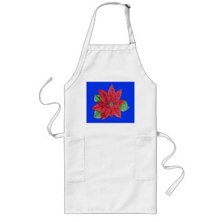 Poinsettia Apron - Blue Långt Förkläde