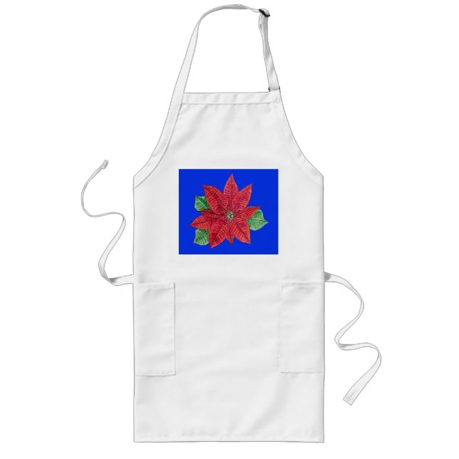 Poinsettia Apron - Blue Långt Förkläde (Framsidan)