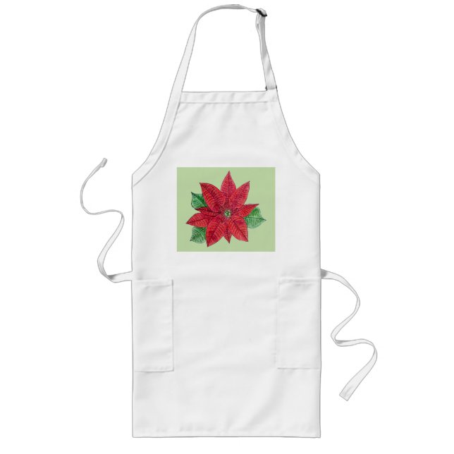 Poinsettia Apron - Mint Långt Förkläde (Framsidan)