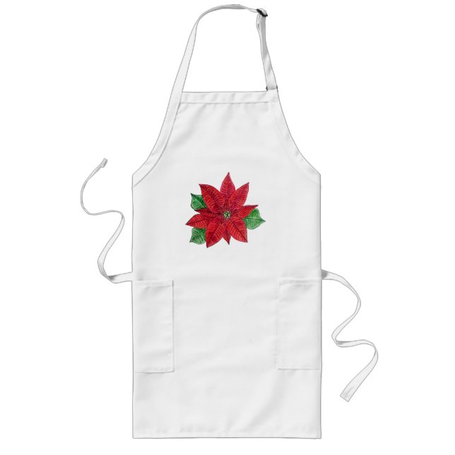 Poinsettia Apron - White Långt Förkläde (Framsidan)