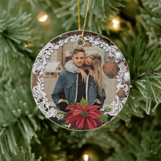 Poinsettia Bauble | Ornate jul-Helgdag-foto Julgransprydnad Keramik (Träd)