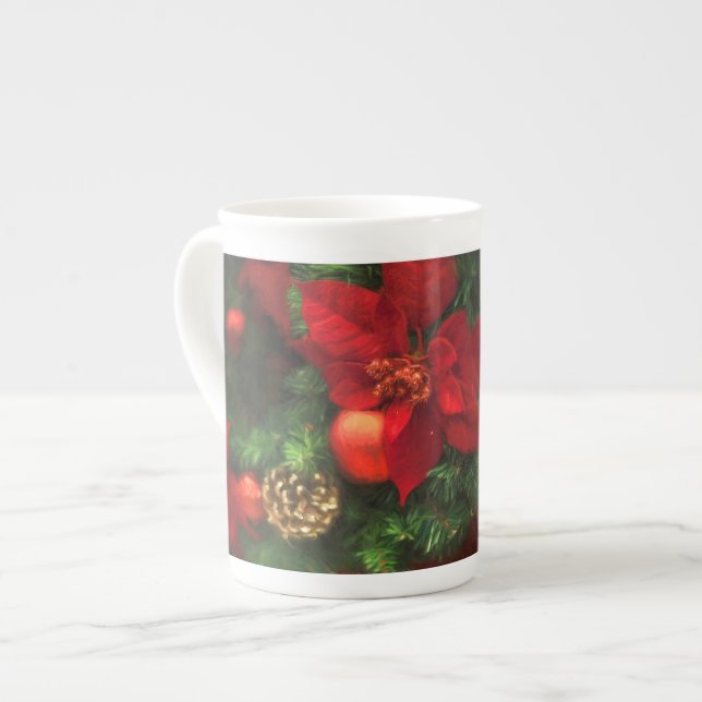 Poinsettia Beauty Mugg Benporslin Mugg (Framsida vänster)
