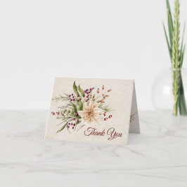 Poinsettia & Berries Elegant bröllop Tack Kort