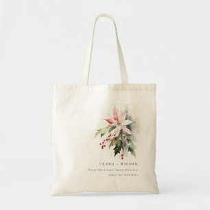 Poinsettia Berries Foliage Watercolor Bröllop Tygkasse