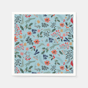 Poinsettia Berries Lämnar Helgdag jul Pappersservett