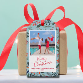 Poinsettia Berries Lämnar julen Helgdag Presentetikett