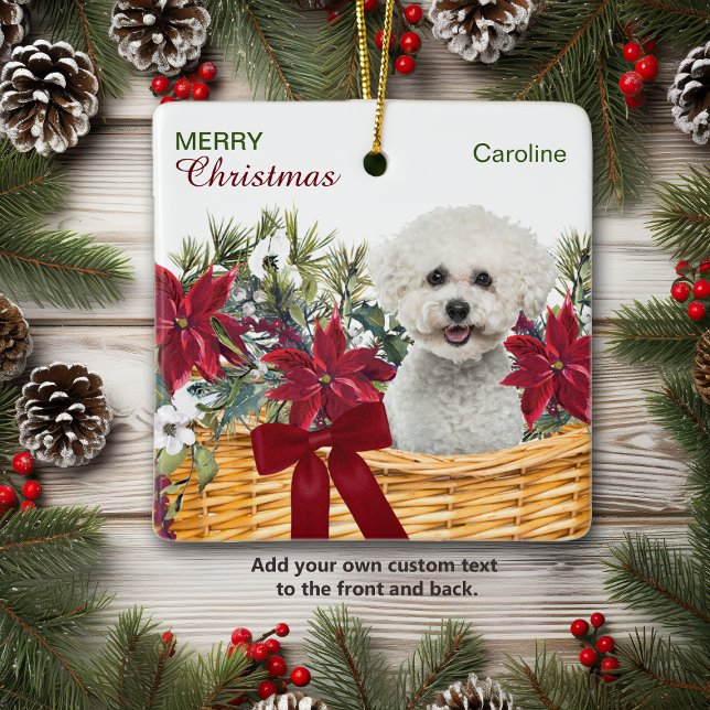 Poinsettia Bichon Frise jul Basket Ornament (Skapare uppladdad)