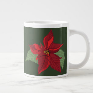 Poinsettia Blomma- Jul- Keramik Ornament Jumbo Mugg