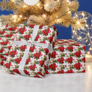 Poinsettia Blommig Glad Jul Presentpapper