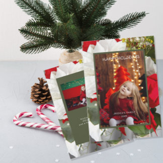 Poinsettia Blommig God Jul 2 Foto Kort