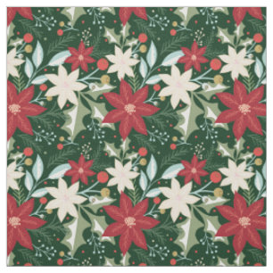 Poinsettia Blommig Jul Högtid Tyg