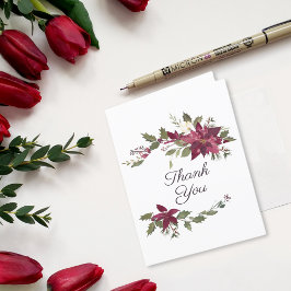 Poinsettia Blommigt Bröllop | Scarlet Red Tack Kort