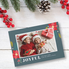 Poinsettia Blommigt Cluster Grönt Photo jul Julkort