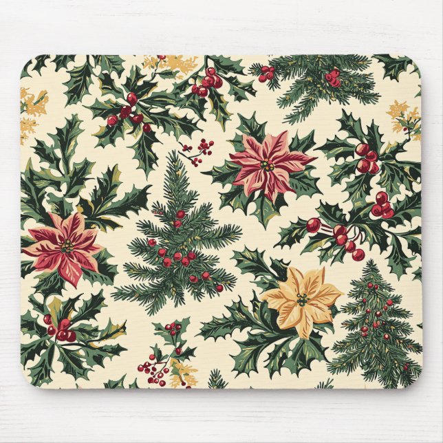 Poinsettia Blommigt jul Mönster (15) Musmatta (Framsidan)