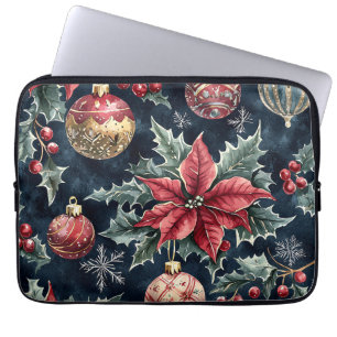 Poinsettia Blommigt jul Mönster (16) Laptop Fodral