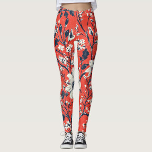 Poinsettia Blommigt jul Mönster (18) Leggings