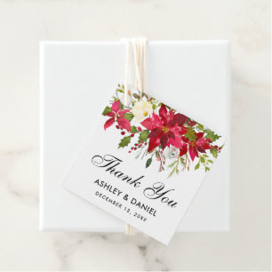 Poinsettia Blommigt Square Bröllop Tack Gåvor Etiketter