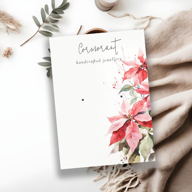 Poinsettia Blommigts jul Earring Stud Holder Visitkort (Skapare uppladdad)