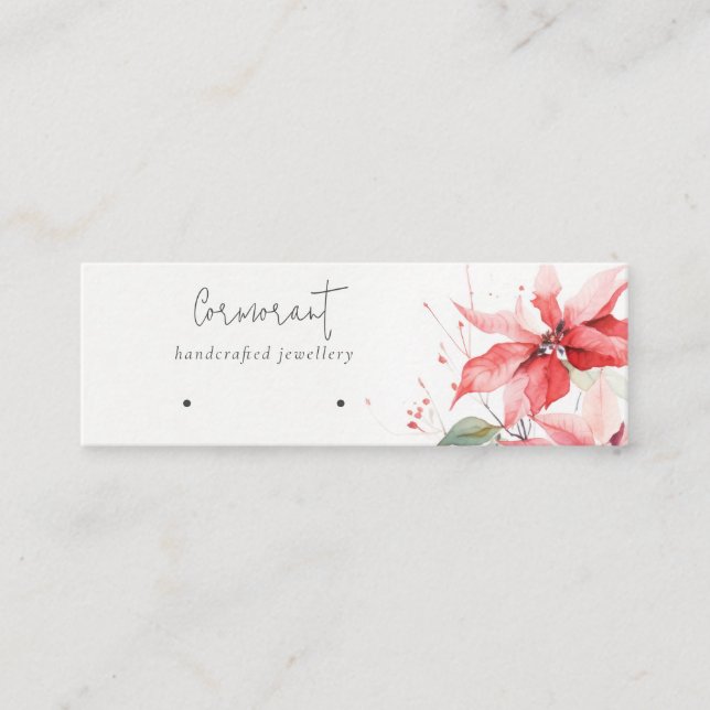 Poinsettia Blommigts jul Ringar Stud Holder Mini Visitkort (Framsida)