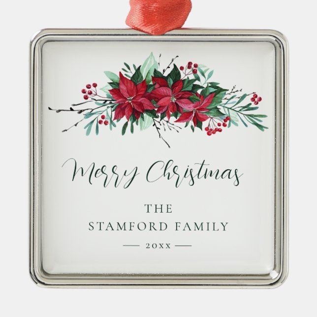 Poinsettia Botanias Helgdag-familj Julgransprydnad Metall (Framsidan)