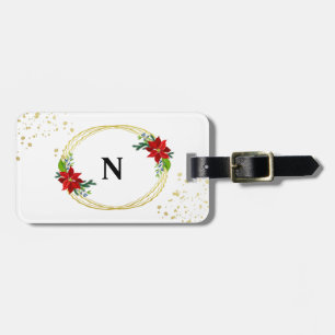 Poinsettia Bouquet Monogram Bagagebricka