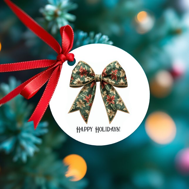 Poinsettia Bow-Helgdag Gåvor Etiketter (Poinsettia Bow Christmas Holiday Favor Tags)