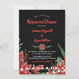 Poinsettia Chalkboard jul Rehearsal Dinner Inbjudningar