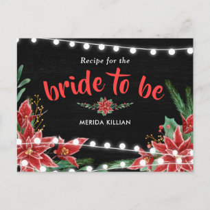 Poinsettia Chalkboard-julrecept för Bride Vykort