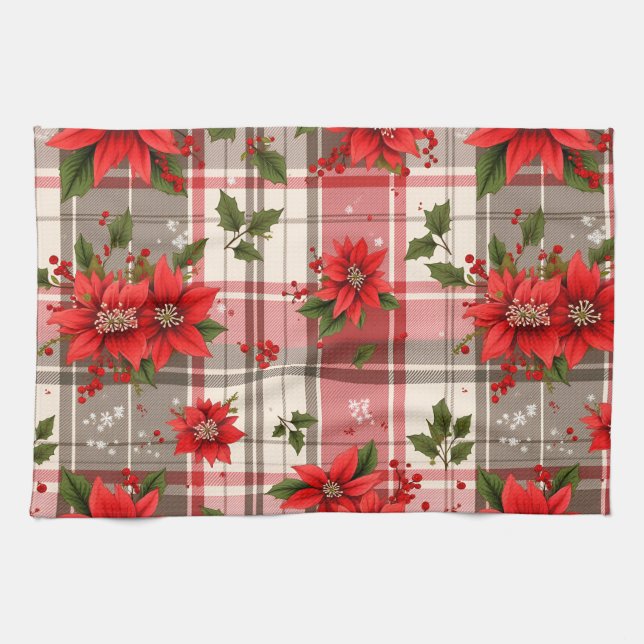 Poinsettia, Christmas, Author Natasha Us   Kökshandduk (Horisontell)