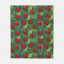 Poinsettia christmas blomma mönster Fleece Blanket