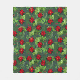 Poinsettia christmas blomma mönster Fleece Blanket