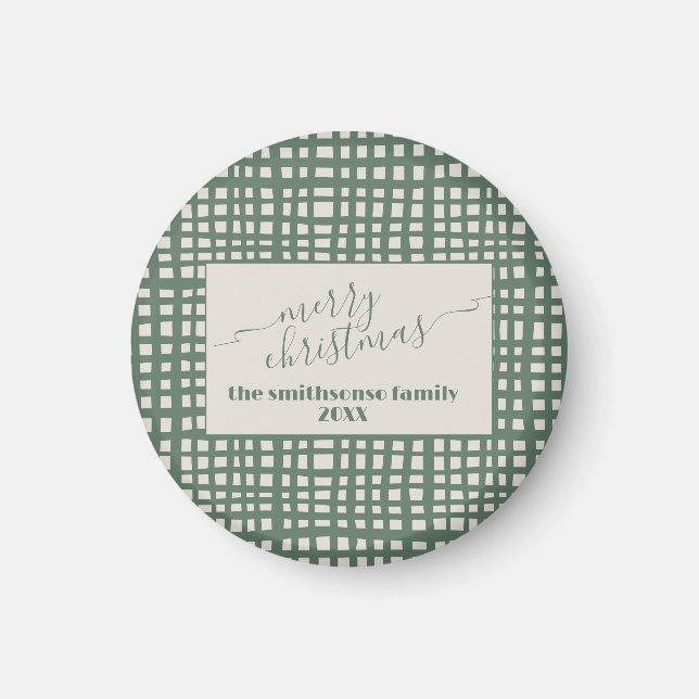Poinsettia Christmas elegant Sage Ivory  Magnet (Framsidan)