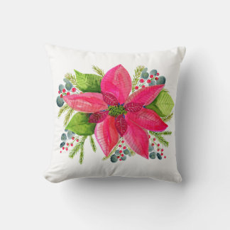 Poinsettia Christmas Throw Pillow Kudde
