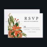 Poinsettia Citrus Guld Winter Wedding OSA Kort<br><div class="desc">En fet röd poinsettia och citrusskivor av orange är kapslade i mörk grönt festive foliage för att skapa perfektens moderna juldesign i bröllop. Denna punkt ingår i insamlingen av Poinsettia och Citrus.</div>