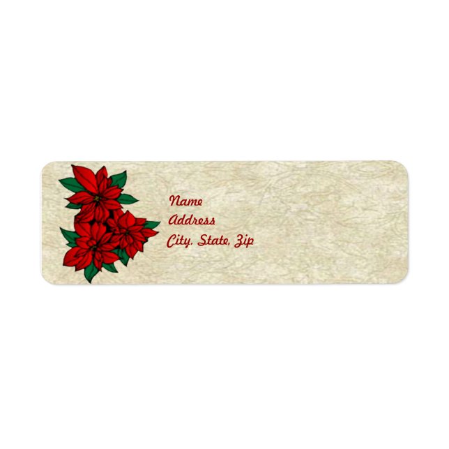 Poinsettia Cluster Address Label-mall Returadress Etikett (Framsidan)